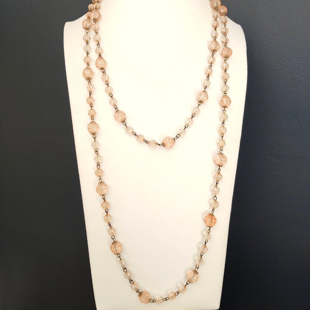 Peachy pink beaded single strand necklace